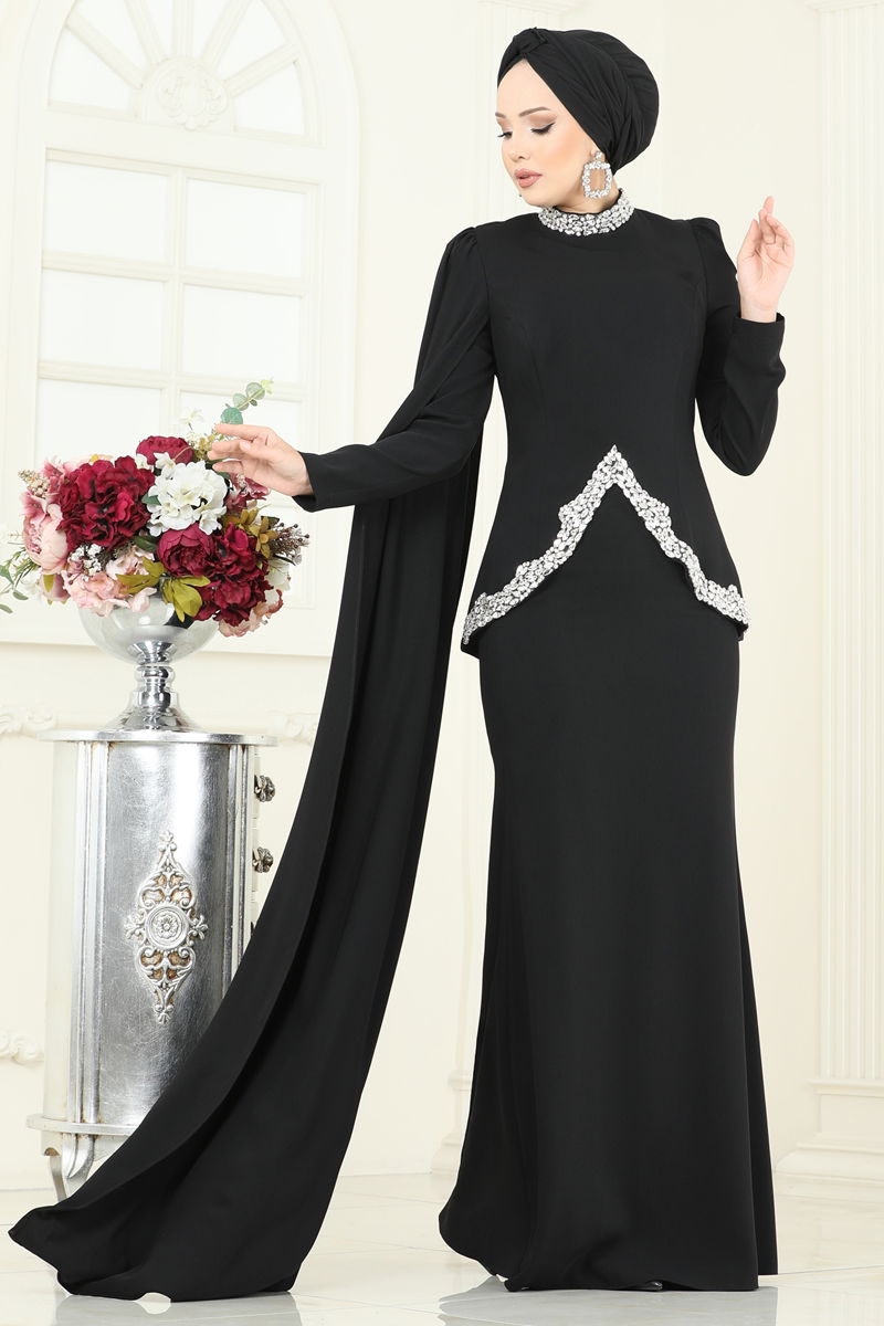 Abaya Black Long Sleeve Modest Dress - Knit Fabric