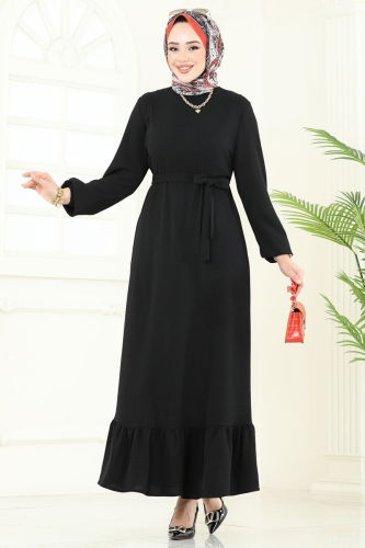 Dress Belted Pleated - Light Damson