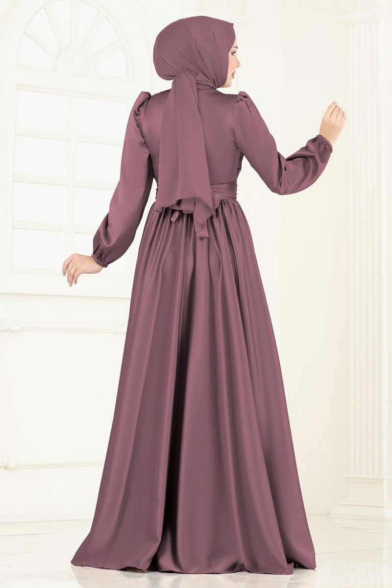 Evening Dress - Dark Rose Modest Abaya Style Gown