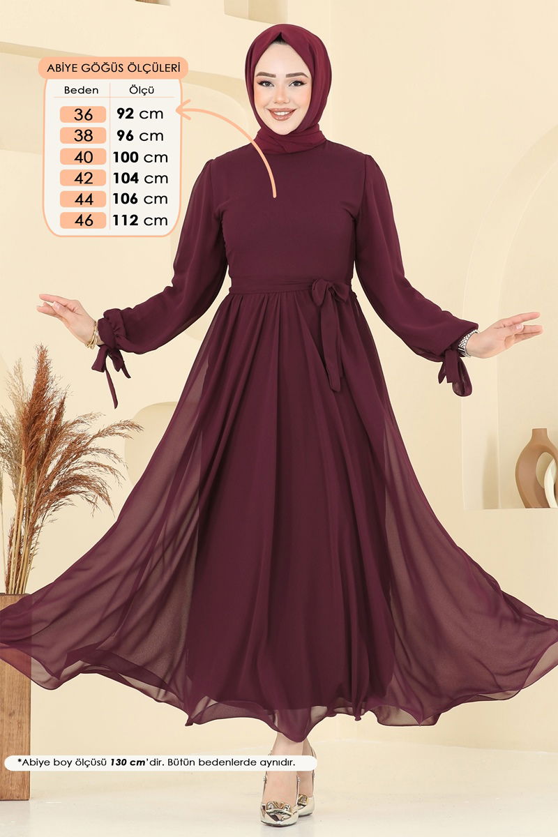 Evening Dress - Light Burgundy Taffeta Modest Wear