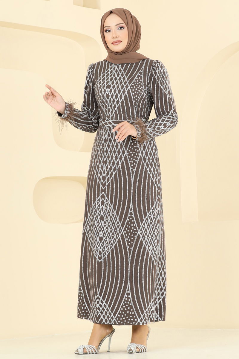 Evening Dress 8017YG95 Brown Modest Wear