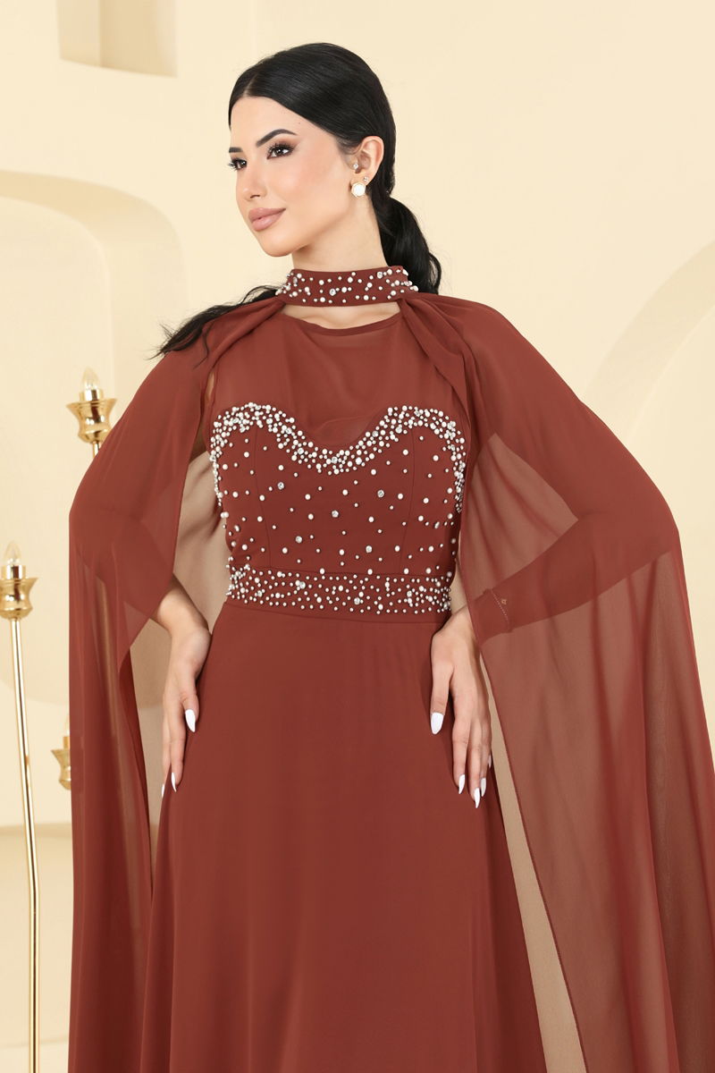 Evening Dress Copper Belted Modest Wear 8112AB368