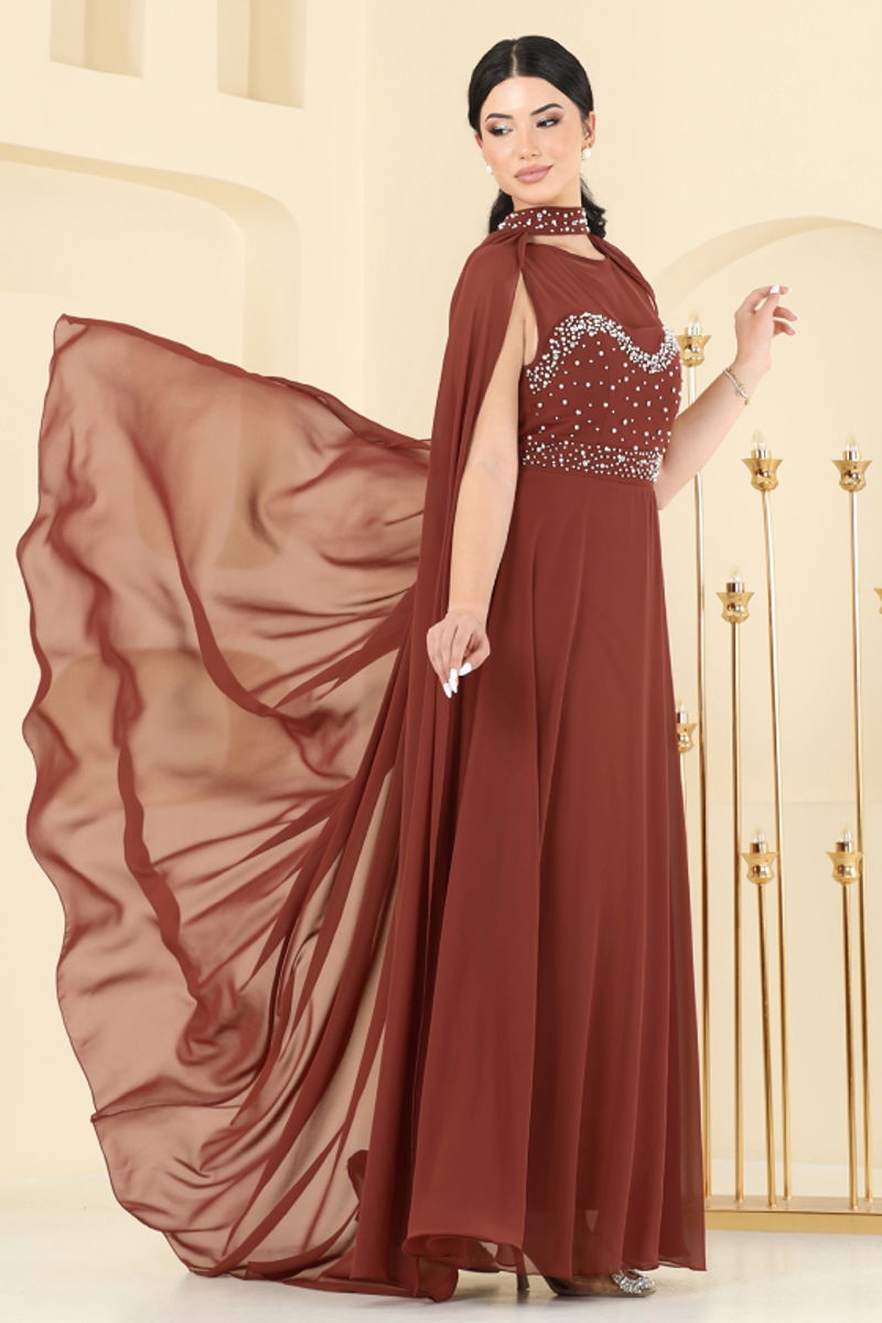 Evening Dress Copper Belted Modest Wear 8112AB368