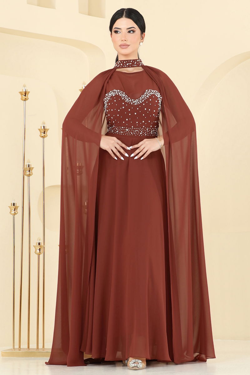 Evening Dress Copper Belted Modest Wear 8112AB368