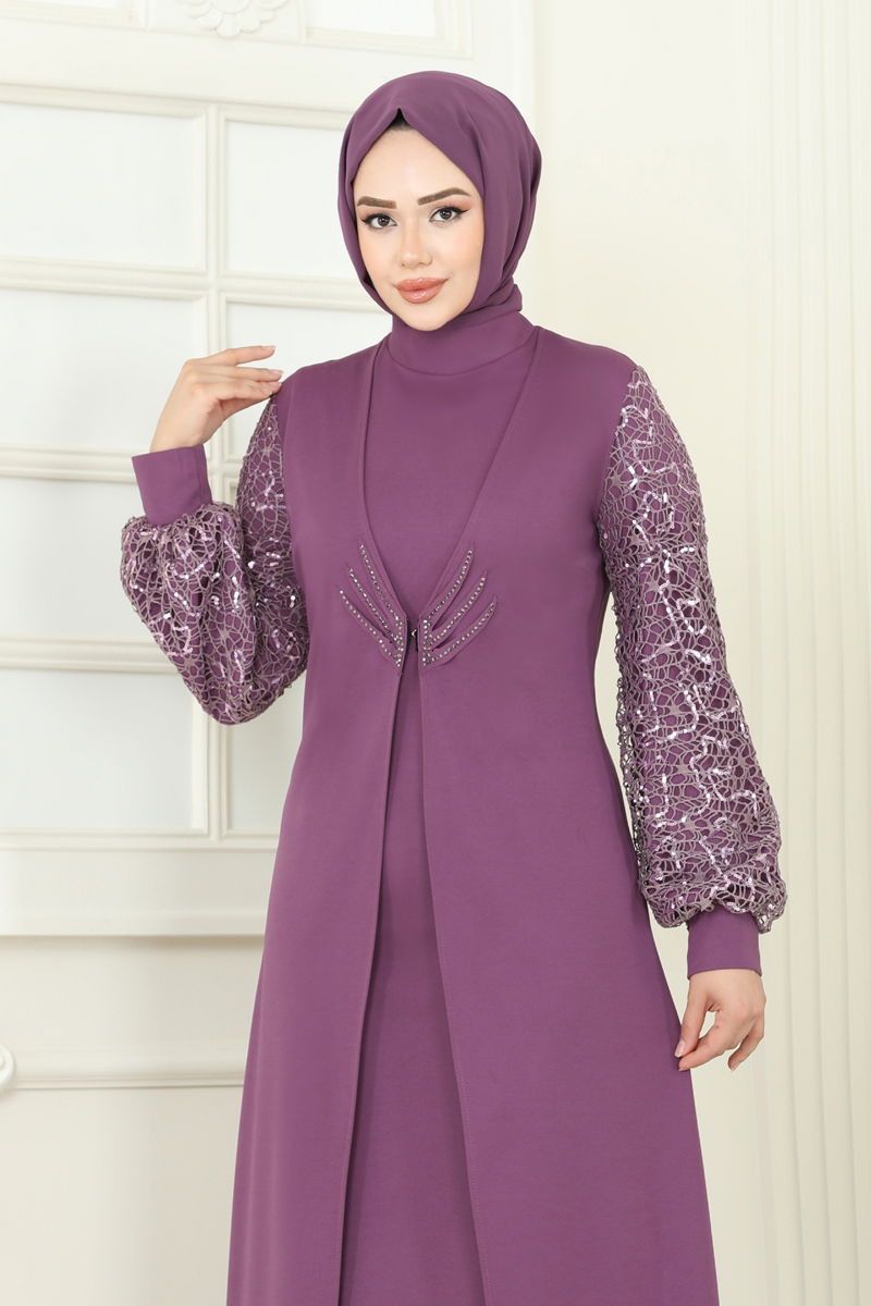 Evening Dress ASM2811 Dark Lilac Modest Fashion
