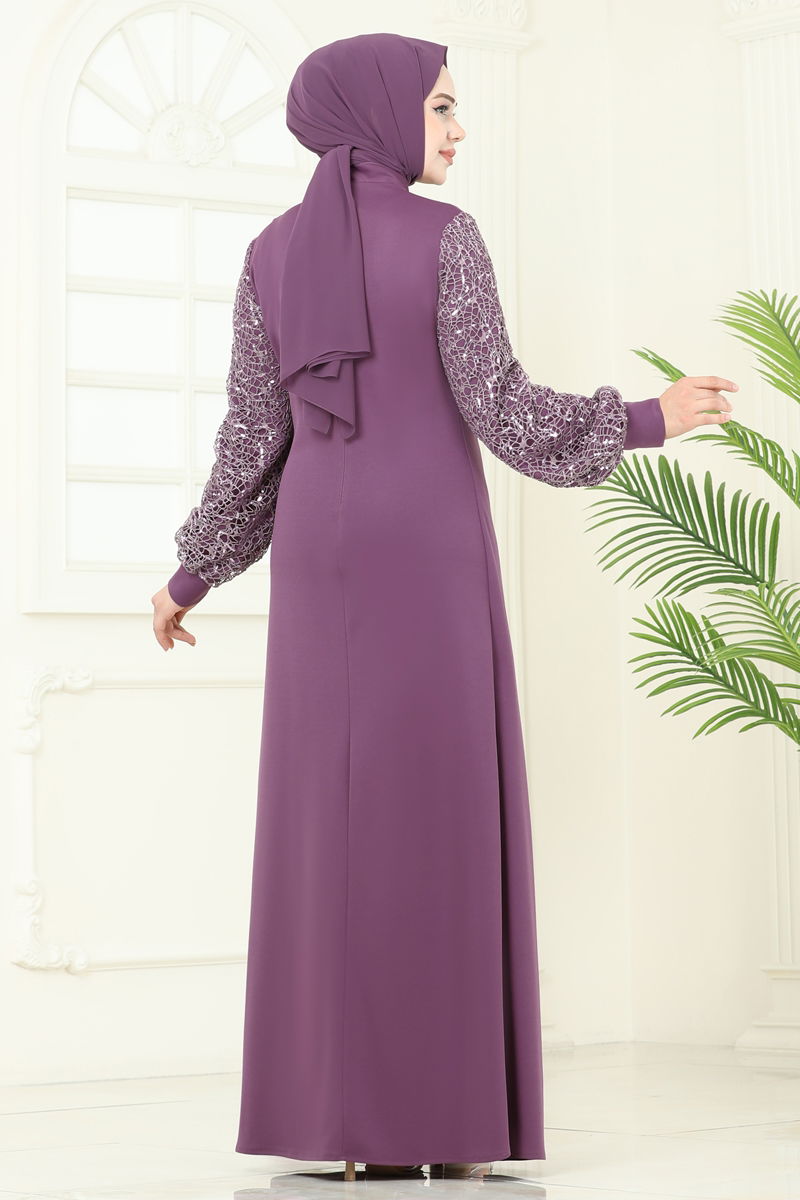 Evening Dress ASM2811 Dark Lilac Modest Fashion
