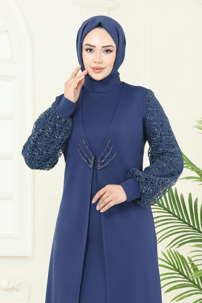 Evening Dress ASM2811 Light Navy Blue Modest Fashion