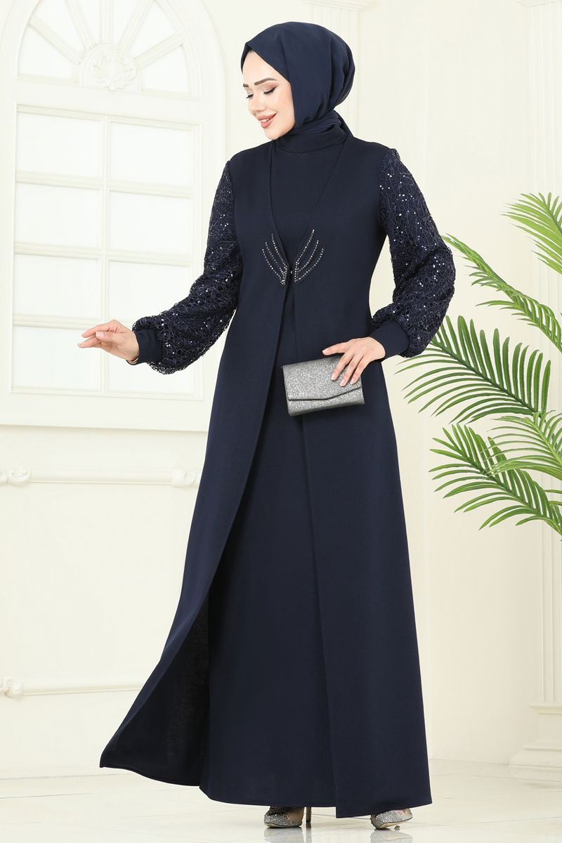 Evening Dress ASM2811 Navy Blue Modest Fit
