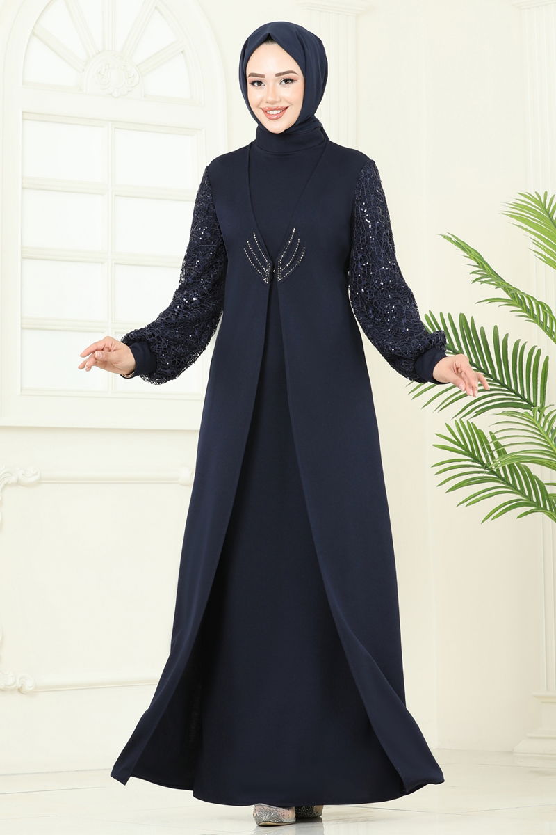 Evening Dress ASM2811 Navy Blue Modest Fit