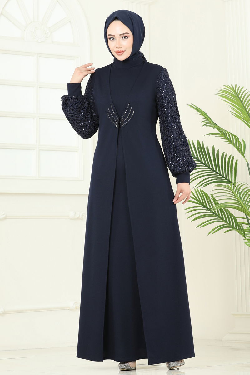 Evening Dress ASM2811 Navy Blue Modest Fit