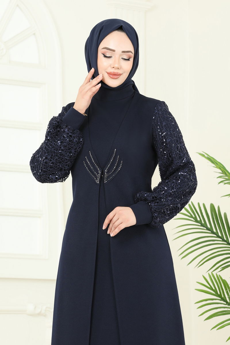 Evening Dress ASM2811 Navy Blue Modest Fit
